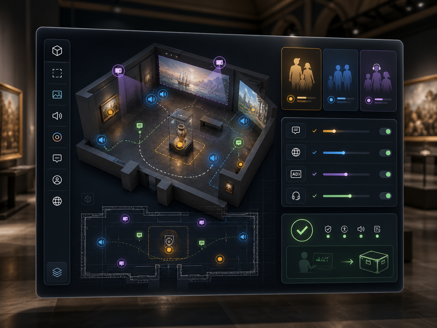 Museum Studio interface for planning and checking an immersive museum visit