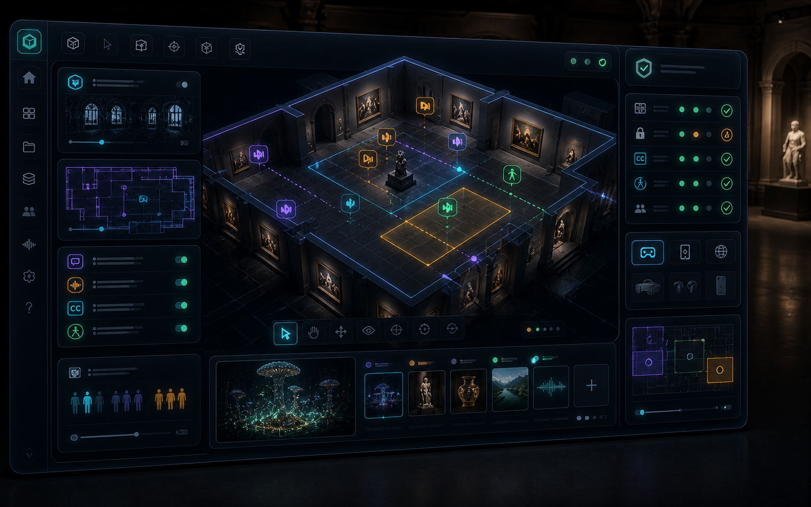 Overview of how venue data, media, checks and deployment packages connect