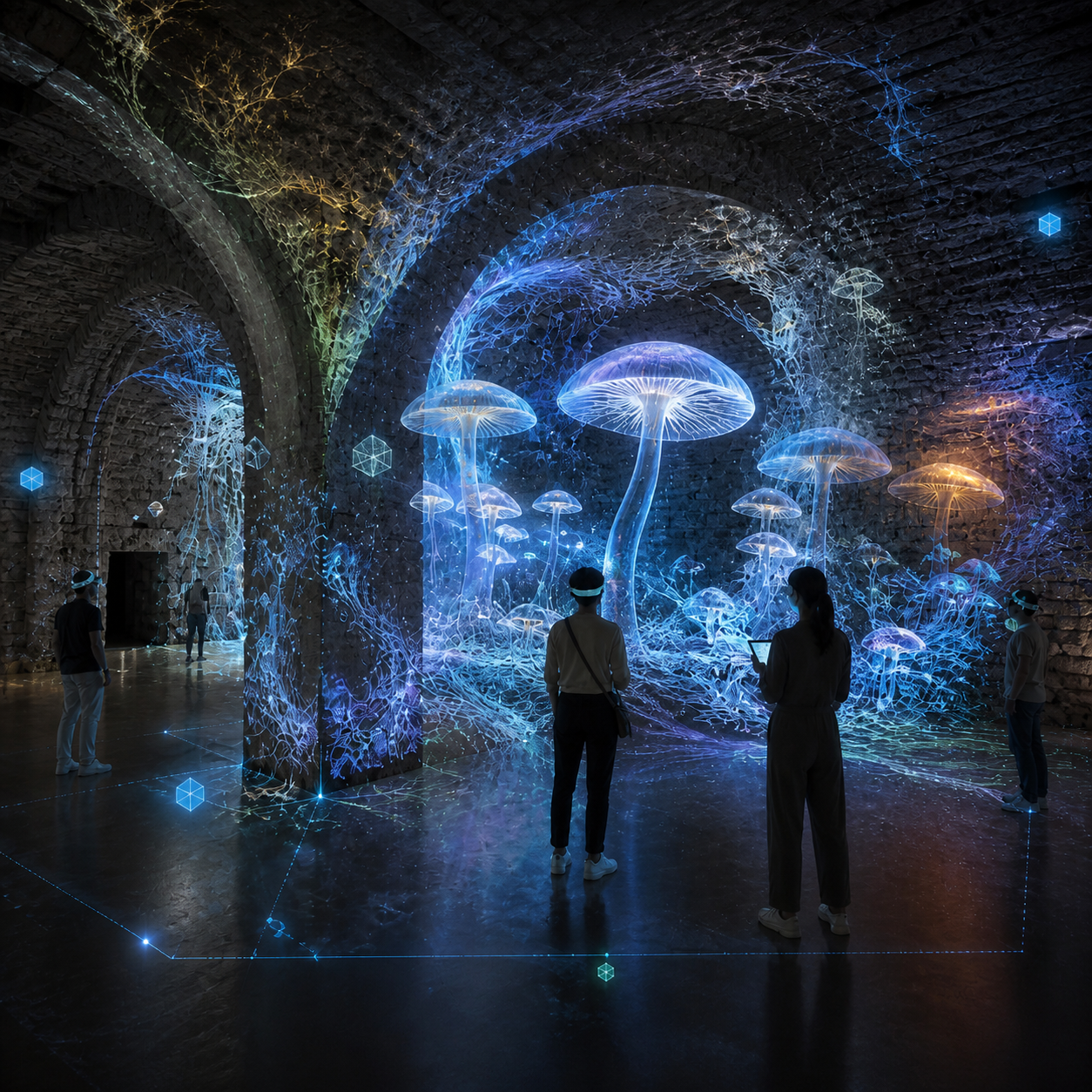 Immersive mycelium world prepared as a museum test scene